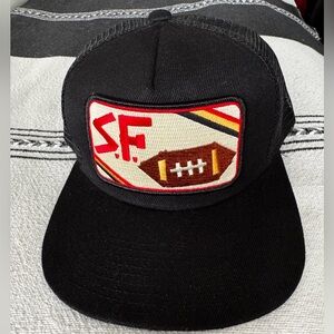 Black Trucker Hat with SF Football Patch OS
